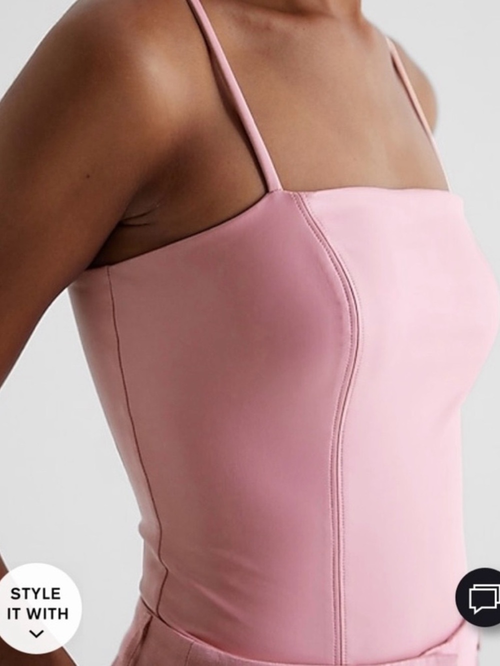 Express Blush Pink Square Neck Pleather Body contour body suit
